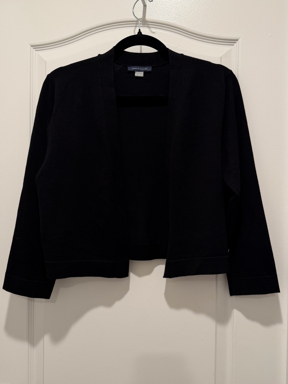 Tommy Hilfiger Black Open-Front Cropped Cardigan